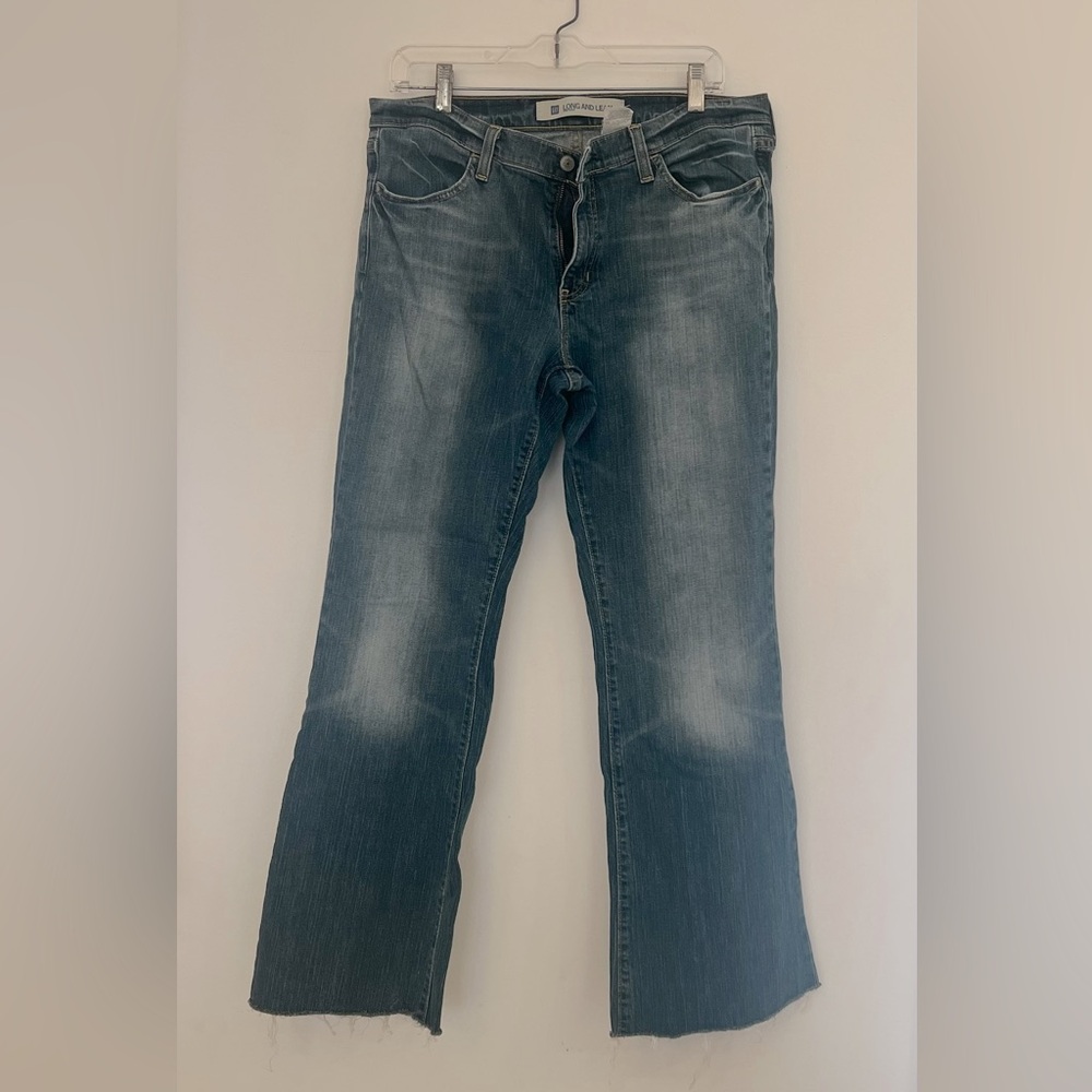 Gap Flare long lean jeans size 12 vintage y2k distressed worn straight leg 29.5"